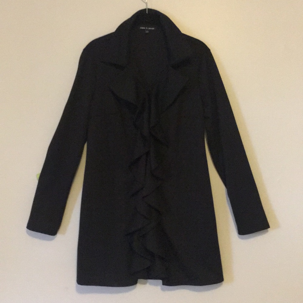Cable & Gauge Black ruffled front jacket Medium